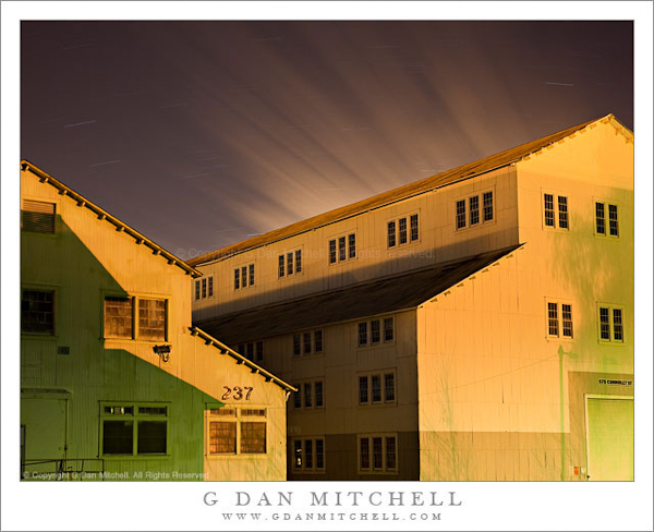 Yellow Buildings, Shadows, Moving Clouds