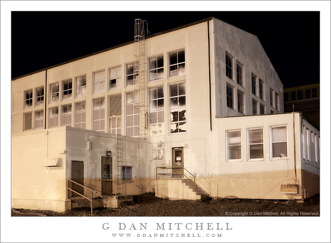 abandoned factory night