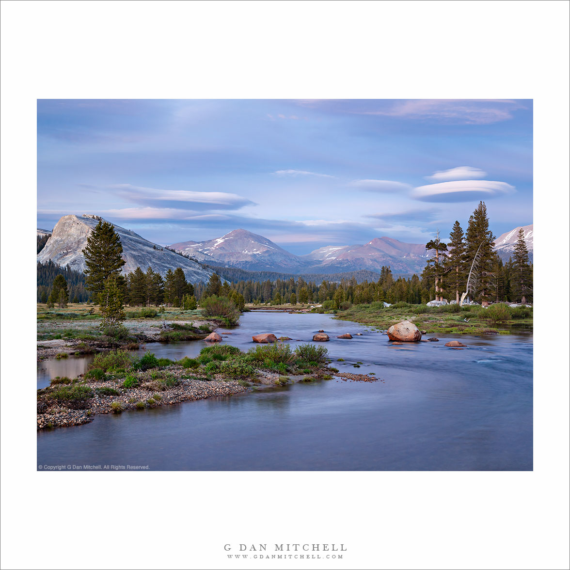 Twilight, Tuolumne River and Tuolumne Meadows, Sierra Crest