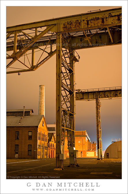 Ship Yard Towers and Fog, Night