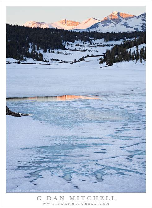 Melting Ice and Sunrise Reflection, Tioga Lake