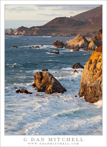 Sea Stacks, Rocky Point - Sea stacks dot the rugged Big Sur coastline at Rocky Point in evening light.