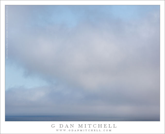 Fog and Blue Sky, Drakes Bay - Fog intrudes on blue sky over Drakes Bay, Point Reyes National Seashore