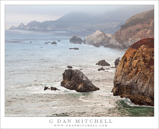 Foggy Evening Near Rocky Point - Evening fog obscures the view of the Big Sur coastline near Rocky Point.