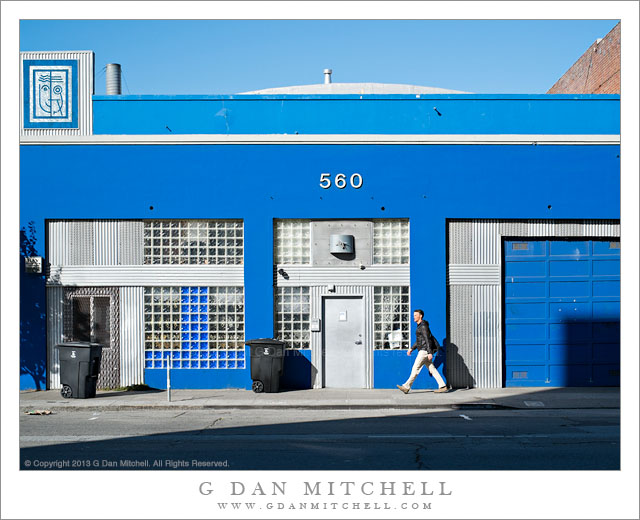 Walking Man, Blue Building