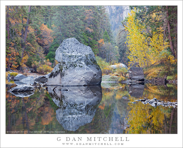 Merced River Boulder, Autumn