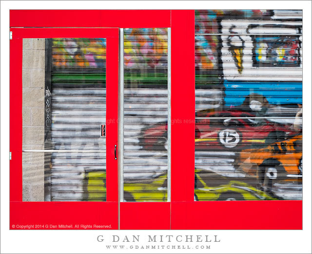 Red Storefront With Mural