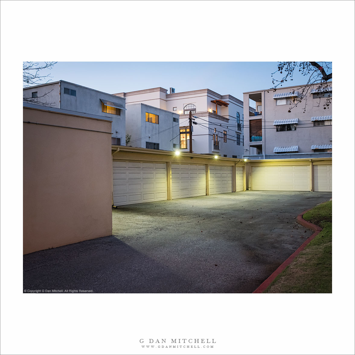 Apartments, Driveway, Dusk