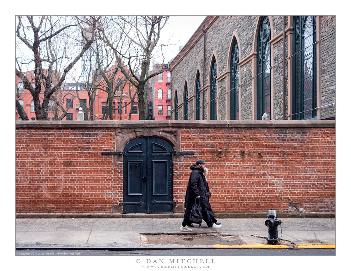 Walking Couple, Brick Wall