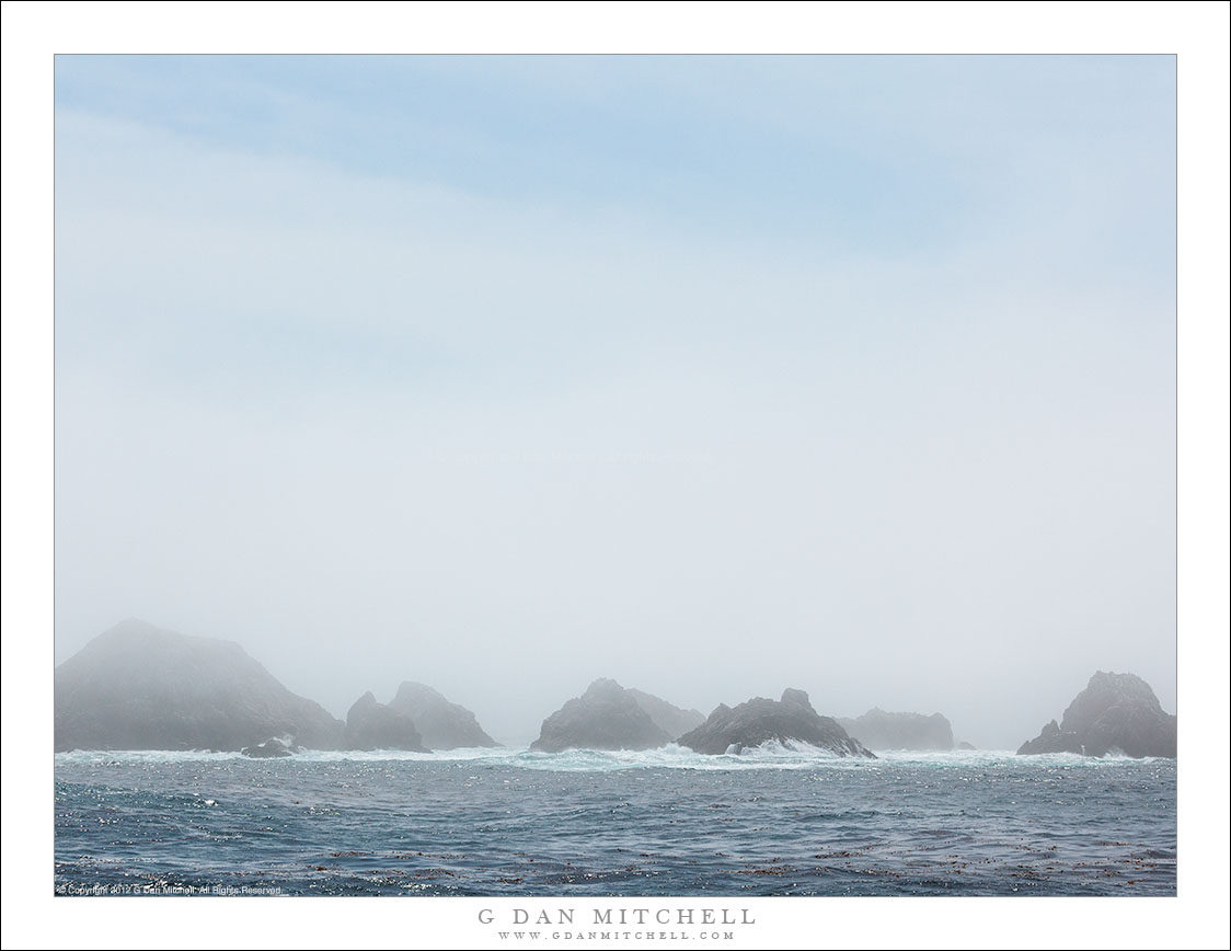 Surf, Rocks, Clearing Fog