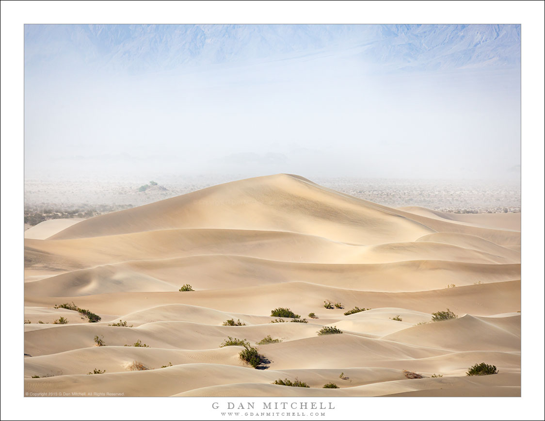 Dunes, Sandstorm, Distant Mountains