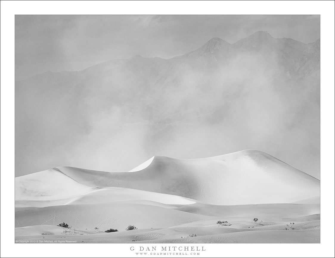 Dunes, Sandstorm, and Mountains