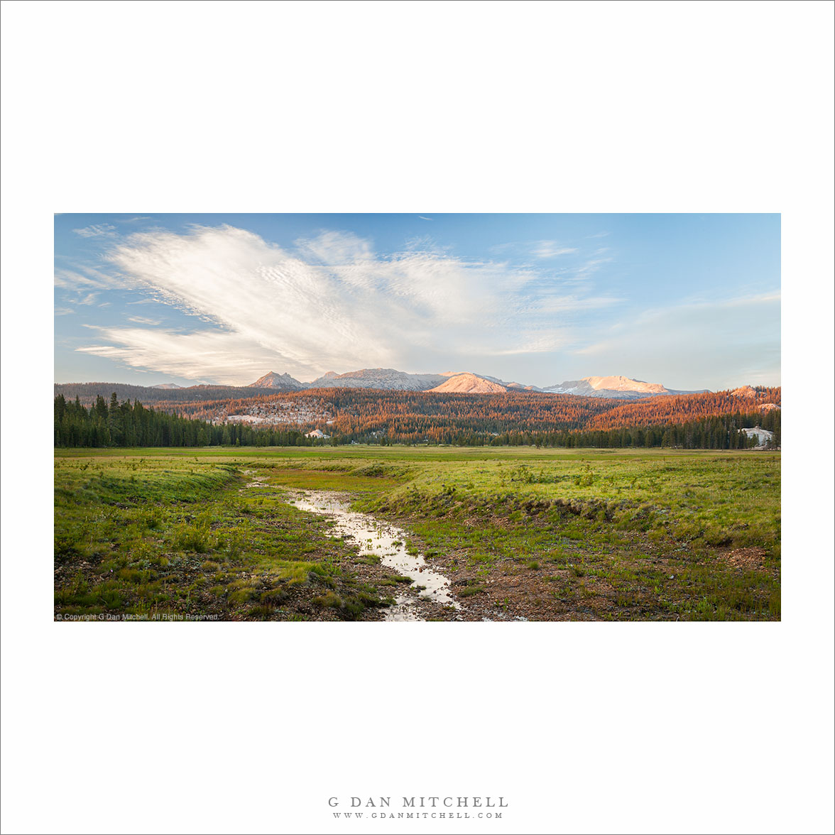 Evening Sky, Meadow and Mountains