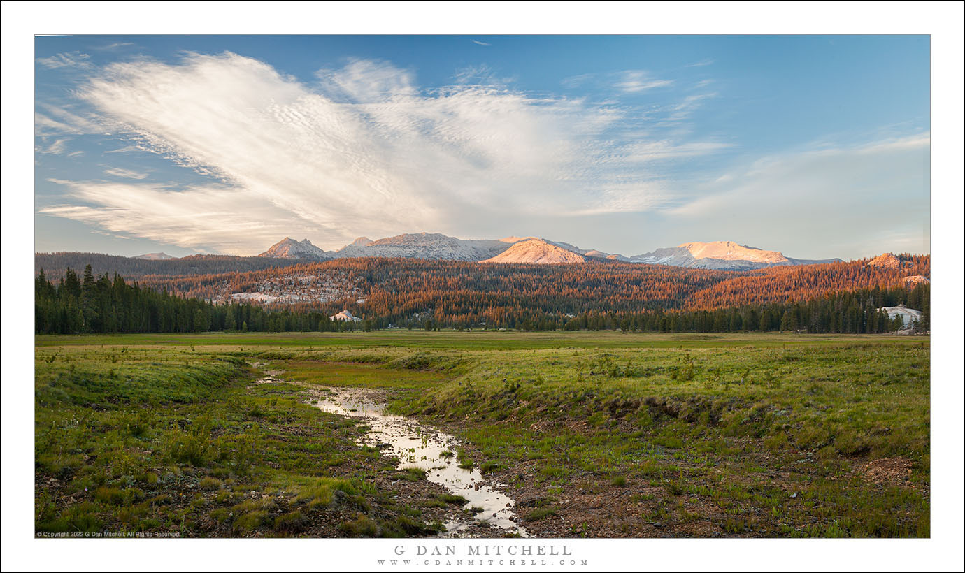 Evening Sky, Meadow and Mountains