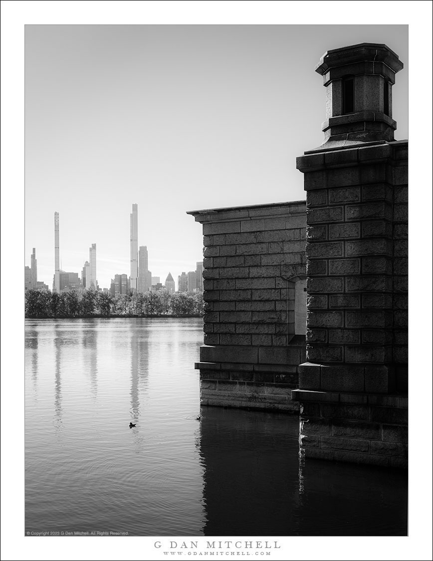 Gatehouse, Reservoir, and Manhattan Skyline