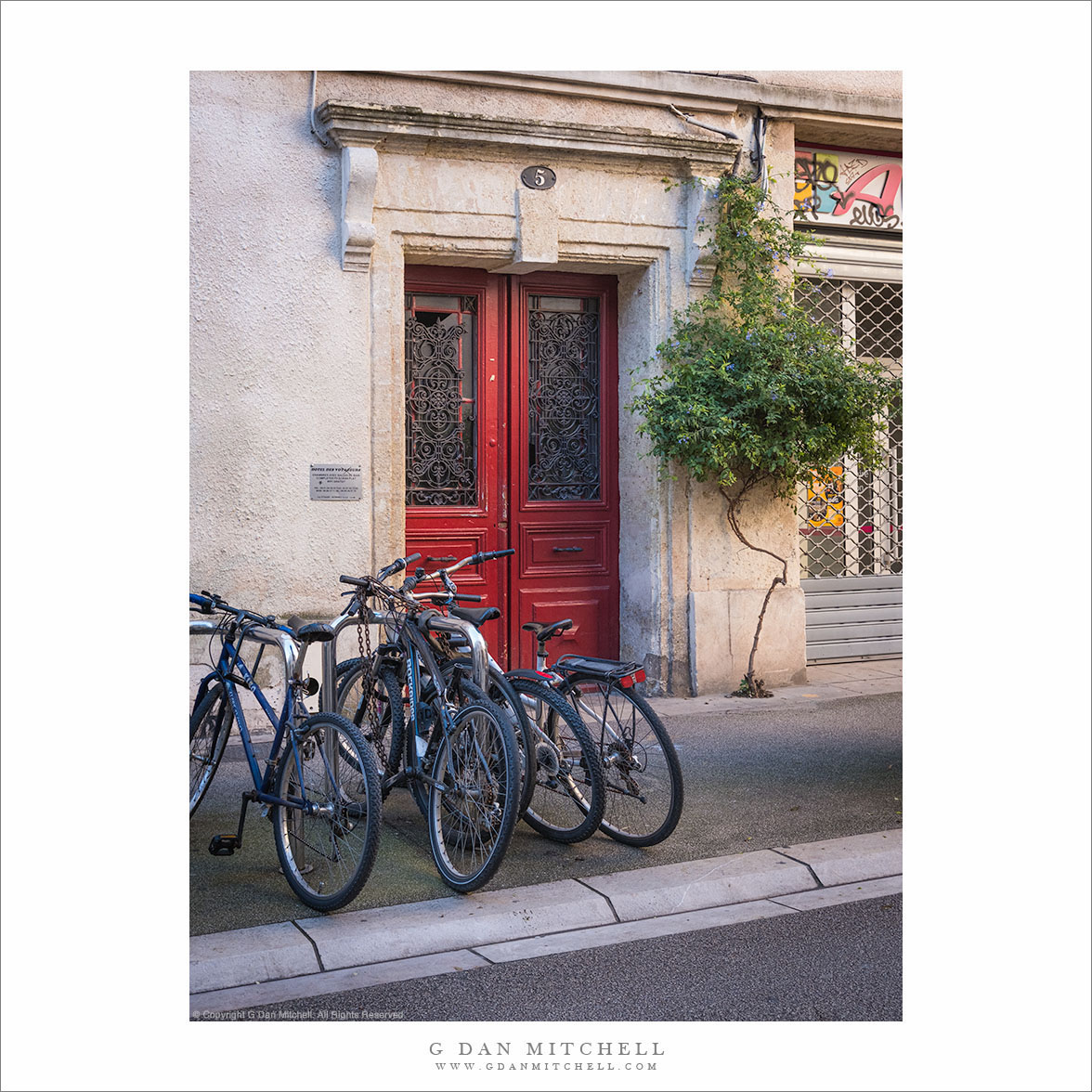 Bicycles and Red Door, Montpellier, France