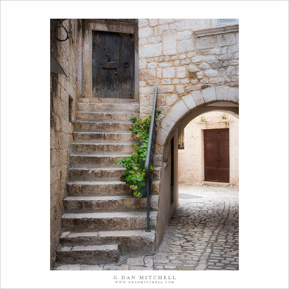 Arch, Stairs, and Plants — Trogir, Croatia