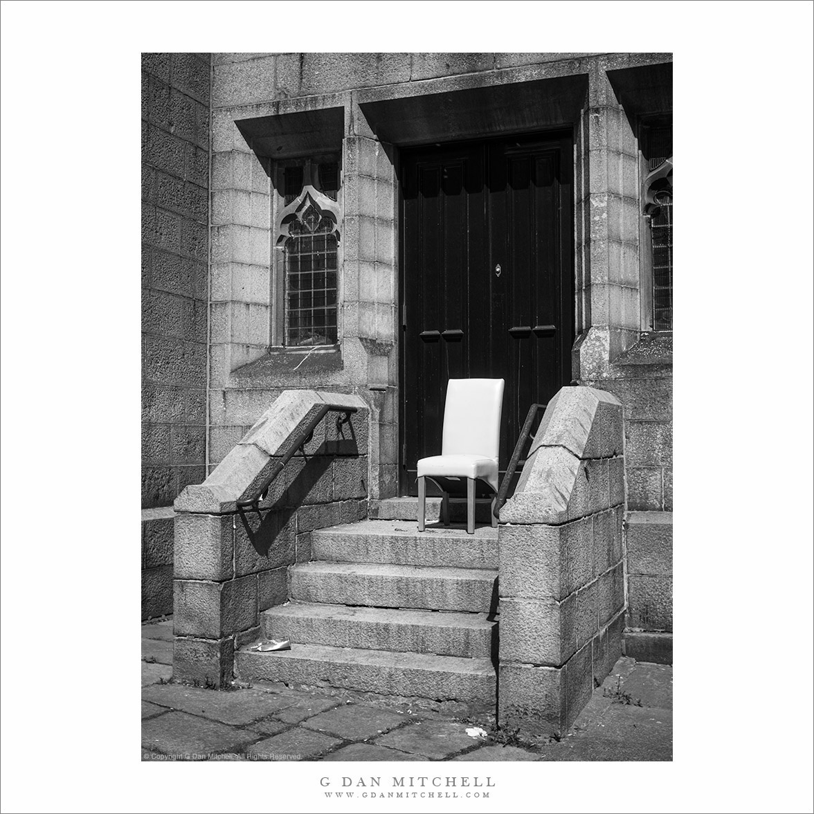 Chair, Steps, and Door